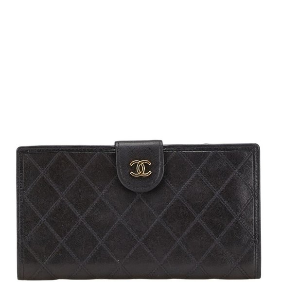 CHANEL Bicolor Coco Mark Clasp Long Wallet in Black Lambskin for Women - Picture 1 of 10